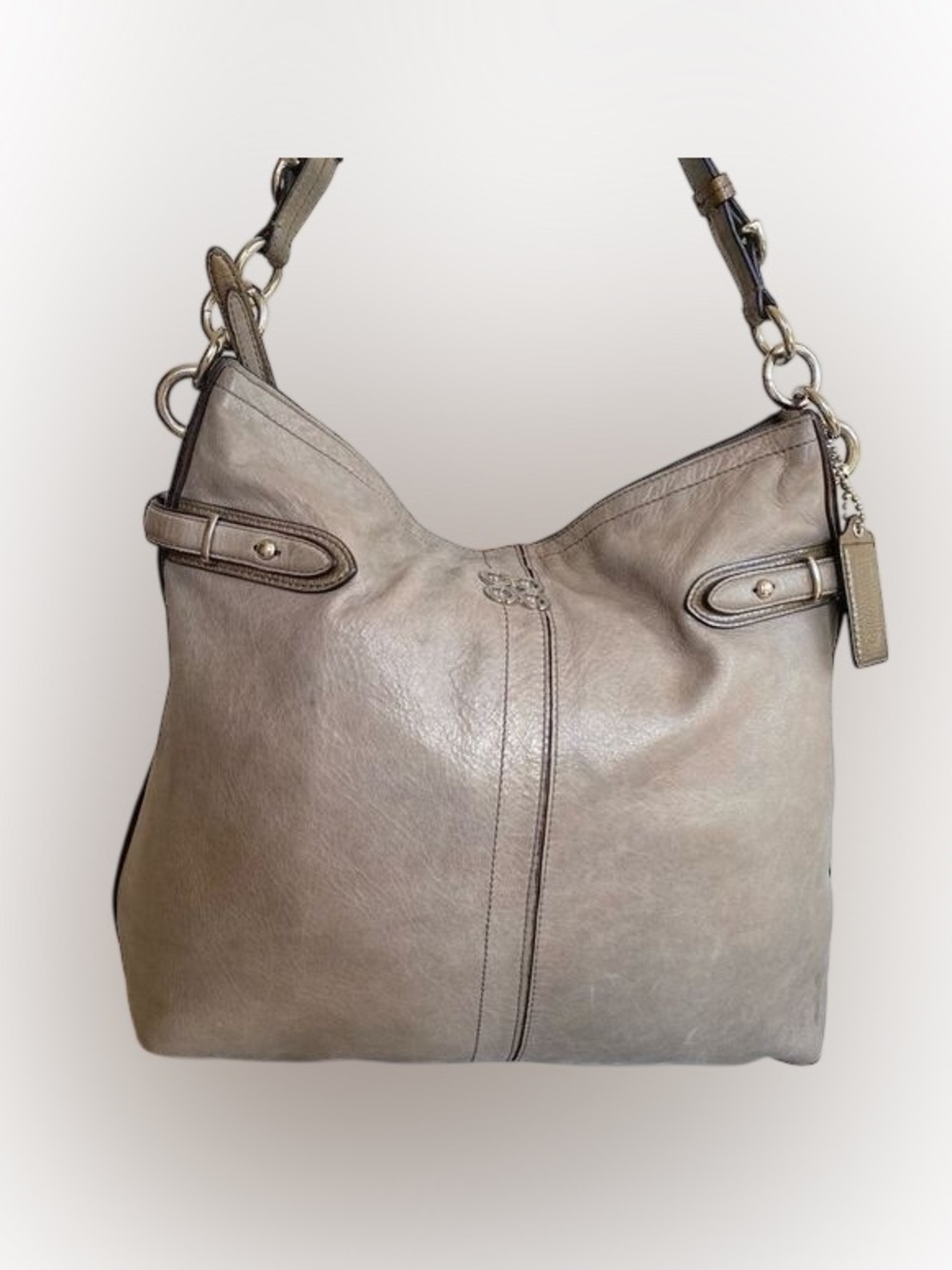 Vintage COACH Colette Elevated Leather Hobo Bag Grey Silver #16442